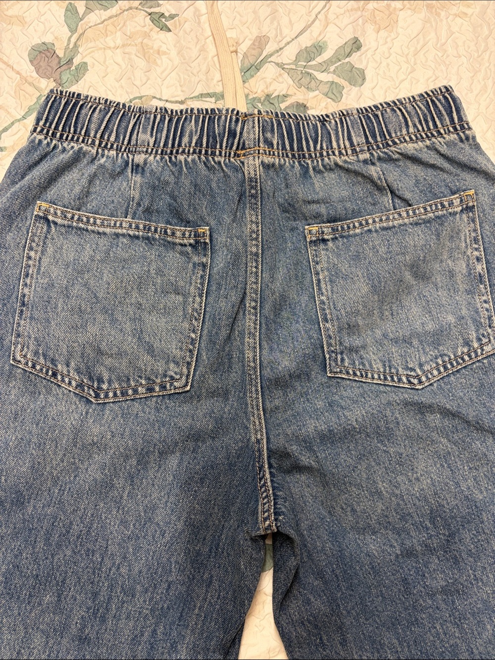 GAP super soft pull on Barrel Drawstring Denim Jeans - Blue szM - Picture 7 of 7